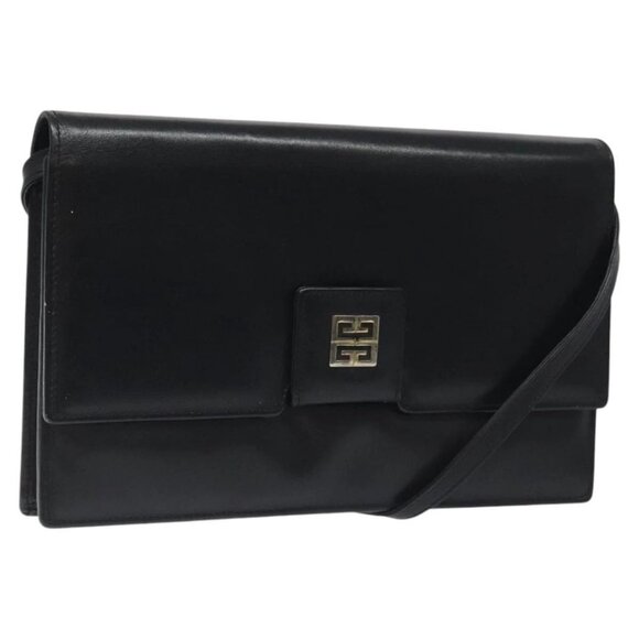 GIVENCHY Shoulder Bag Leather Black Gold Auth bs24469 - Picture 1 of 16